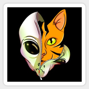 Ginger Feline Space Cat Alien Sticker